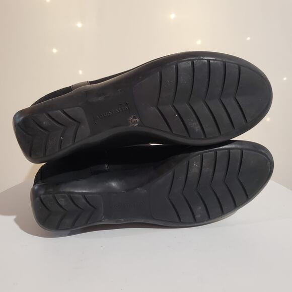 Aquatalia Black Suede Leather Wedge Zip Ankle Boots Womens Size 6 Ribbed Comfort - Picture 7 of 12